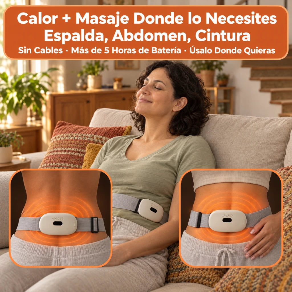 Calor y masaje donde lo necesites: espalda, abdomen y cintura, sin cables